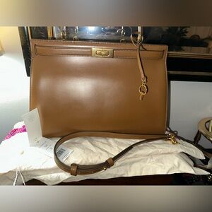 Rare Tory Burch Lee Radziwill Bag Large in Moose (Brown)